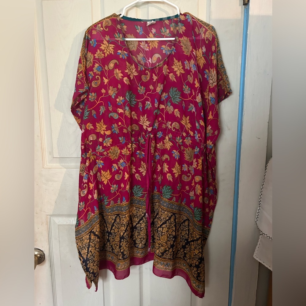 7 Islands Pink Oversized Boxy Short Sleeve Tunic